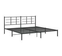 Metal Bed Frame without Mattress with Headboard Black 193x203cm
