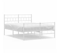 (with headboard & footboard, 140 x 190 cm) vidaXL Metal Bed Frame Bed Base with Headboard and Footboard White 107x203 cm