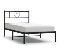 vidaXL Metal Bed Frame without Mattress with Headboard Black 90x200cm