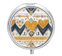 with Heart Shape Pill Box Medicine Pill Organizer 3 Compartment Daily Pill Case Small Pill Container Round Pill Holder Travel Pill Box Metal Pill Case for Purse Pocket
