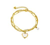 With Heart Women's Pendant Gold Stainless Steel Colour Bracelet Bracelets Bracelets Szsb013 (Gold, One Size)