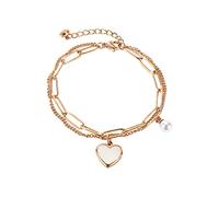 With Heart Women's Pendant Gold Stainless Steel Colour Bracelet Bracelets Bracelets Szsb013 (Rose Gold, One Size)