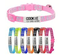 With ID Tag Bell Anti-Lost Personalized Adjustable Reflective Cat Safety Collar Suitable For Pug Chihuahua Poodle,A,Neck 19-32cm