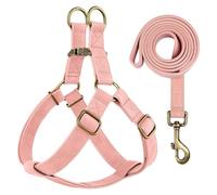 With ID Tag Personalized Adjustable Anti-Lost PU Leather Dog Walking Harness Leash Set For Shiba Inu Bulldog Poodle Beagle,A,S