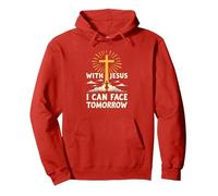 With Jesus I Can Face Tomorrow Life Is Scary Christian Faith Pullover Hoodie, Adult Unisex, Red, S