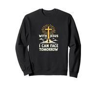 With Jesus I Can Face Tomorrow Life Is Scary Christian Faith Sweatshirt, Adult Unisex, Black, S