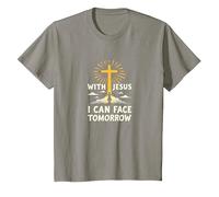 with Jesus I Can Face Tomorrow Life is Scary Christian Faith T-Shirt, Kids, Slate, 3 Years