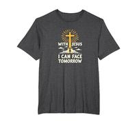 with Jesus I Can Face Tomorrow Life is Scary Christian Faith T-Shirt, Men's Big and Tall, Dark Heather Grey, 6X Tall