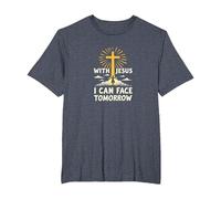 with Jesus I Can Face Tomorrow Life is Scary Christian Faith T-Shirt, Men's Big and Tall, Heather Blue, 2X Tall