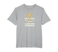 with Jesus I Can Face Tomorrow Life is Scary Christian Faith T-Shirt, Men's Big and Tall, Heather Grey, 5X Tall