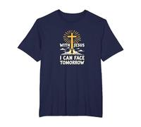 with Jesus I Can Face Tomorrow Life is Scary Christian Faith T-Shirt, Men's Big and Tall, Navy, 5X Tall