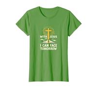 with Jesus I Can Face Tomorrow Life is Scary Christian Faith T-Shirt, Women, Grass, M