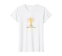 with Jesus I Can Face Tomorrow Life is Scary Christian Faith T-Shirt, Women, White, S