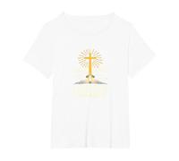 with Jesus I Can Face Tomorrow Life is Scary Christian Faith T-Shirt, Women's Plus, White, 5X