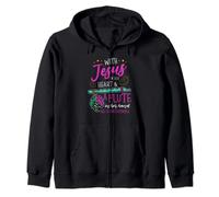 With Jesus in her heart a flute in her hand she unstoppable Zip Hoodie