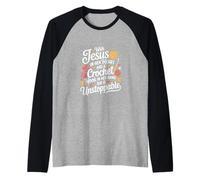 with Jesus in Her Heart and A Crochet Hook in Her Hand She Raglan Baseball Tee
