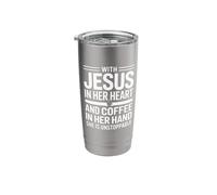 with Jesus in Her Heart and Coffee in Her Hand Stainless Steel Insulated Tumbler