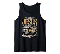 with Jesus in Her Heart French Horn Unstoppable Tank Top