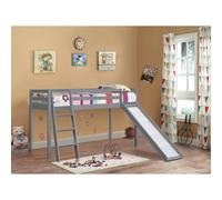 (With Kerri Mattress, With Slide) 3ft Wooden Mid Sleeper In Grey With Or Without Slide
