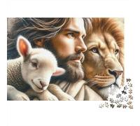 with Lamb 1000-Piece Jigsaw Puzzle Gentle Lady And White Rabbit - Classic Educational Game for Adults And Kids52x38cm/1000pcs