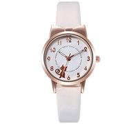 with Leather Dial Fashion Watch Quartz Sleek Watch Women's Women's Watch Love Bracelets that Light up (White, One Size)