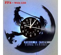(WITH LED) 12 Inch Final Fantasy Theme Vinyl Record Wall Clock, Handmade Art Creative Color Night Light Home Decoration Wall Clock