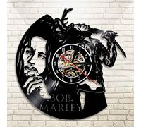 (With LED) Home Decor Wall Fashion Sticker Music Fans Gift Super Star Rock Bob Marley Vinyl Record Wall Clock