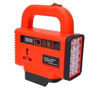 with LED Light, 200W, Compatible with | 30W LED work light, 1 AC outlet, 2 USB ports, 20V- conversion, lightweight design
