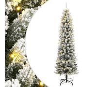 (With LEDs, 240 cm) vidaXL Artificial Slim Christmas Tree with Flocked Snow Xmas Tree PVC and PE