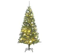 (with LEDs & white balls, 210 cm) vidaXL Artificial Christmas Tree 300 LEDs and Ball Set and Flocked Snow Decor