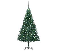 (with leds&white/grey balls, 120 x 60 cm) vidaXL Artificial Pre-lit Christmas Tree with Ball Set Xmas Tree Green PVC