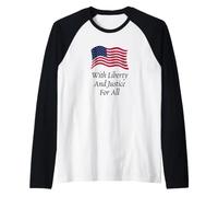 with Liberty and Justice for All American Flag Patriotic Raglan Baseball Tee