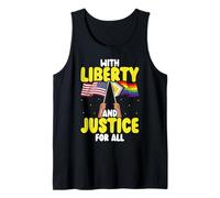 with Liberty and Justice for All Pride Month USA Pride Flag Tank Top