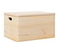 (With lid and handles) vidaXL Wooden Box Storage Box Wooden Crate Treasure Chest Solid Wood Pine