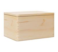 vidaXL wooden storage box - solid pine chest with hinged lid - 40x30x23 cm for living room/bedroom/playroom - rustic unfinished wood finish