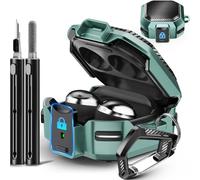 with Lock Carbon Fiber Case for Samsung Galaxy Buds Pro 2 Case/Galaxy Buds FE Cases 2023/Bud 2/Bud Live/G Bud Pro with Keychain and Cleaner Kit- Green