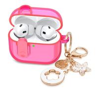 (with Lock) Clear Case Compatible for Cute Apple Airpods Pro 1/2 Cases Women, VISOOM TPU Transparency Air pods Pro 1st 2nd Generation Earbuds Rose Red Case Bling Keychain for Airpod iPod Pro2/1