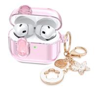 (with Lock) Clear Case Compatible for Cute Apple Airpods Pro 1/2 Cases Women, VISOOM TPU Transparency Air pods Pro 1st 2nd Generation Earbuds Case Bling Keychain for Airpod iPod Pro2/1