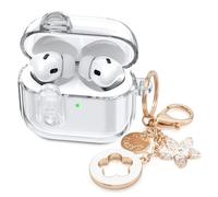 (with Lock) Clear Case Compatible for Cute Apple Airpods Pro 1/2 Cases Women, VISOOM TPU Transparency Air pods Pro 1st 2nd Generation Soft Earbuds Case Bling Keychain for Airpod iPod Pro2/1
