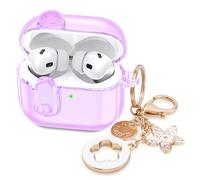 (with Lock) Clear Case Compatible for Cute Apple Airpods Pro 2 Cases Women, VISOOM TPU Transparency Air pods Pro 1st 2nd Generation Purpl Soft iPods Earbuds Case Bling Keychain for Airpod Pro2/1
