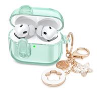 (with Lock) Clear Case Compatible for Cute Apple Airpods Pro1/2 Cases with Bling Keychain, VISOOM TPU Transparency Air pods Pro 1st 2nd Generation Earbuds Bling Keychain for iPod Pro2 1