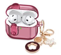 (with Lock) Clear Case Compatible for Cute Apple Airpods Pro1/2 Cases with Bling Keychain, VISOOM TPU Transparency Air pods Pro 1st 2nd Generation Earbuds Bling Keychain for iPod Pro2 1,Burgundy