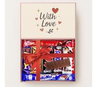 With Love Chocolate Gift Box - Romantic Assortment Best for Love & Valentines Day, Chocolate Hamper Selection Box, Gift for Him, Gift for Her - 7 Unique Chocolate Bars