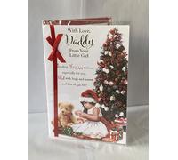 With Love Daddy From Your Little Girl Christmas Card Girl/Teddy/Tree/Presents(PRELUDE44988)