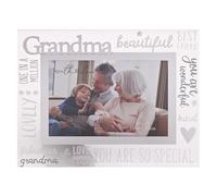With Love - Glass Picture Frame 3D - Grandma - 6" x 4" - Horizontal Single Aperture Free-Standing Easel Back - Memories, Keepsake, Mum, Dad & Kids, Wedding Gifting & Homeware - H: 22 x W: 17cm.
