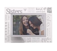 With Love - Glass Picture Frame 3D - Sisters - 6" x 4" - Horizontal Single Aperture Free-Standing Easel Back - Memories, Keepsake, Mum, Dad & Kids, Home Gifting & Homeware - H: 22 x W: 17cm.