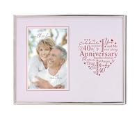 With Love Heart Photo Frame 4" x 6" - Wedding Gift, Silver-Finished Keepsake for Milestone Anniversaries (40th Anniversary, Silver, 4X6)