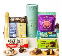 With Love, Hug In a Box Chocolate Letterbox Gift Tube, Luxury Gourmet Gifts for Women, Men or Couples, Dairy Free, Gluten Free, Lactose Free and Vegan Chocolate by EDEN Treats - Includes Prosecco