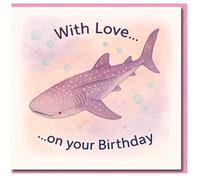 With Love on Your Birthday Whale Shark - Cute Watercolour Sea Life Birthday Card