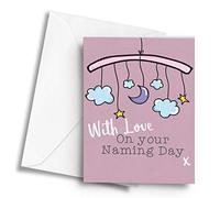 with Love on Your Naming Day x - A5 Greetings Card